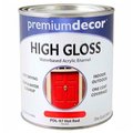 General Paint Premium Dcor Waterborne Acrylic Enamel, Gloss Finish, Hot Red, Quart - 705204 705204